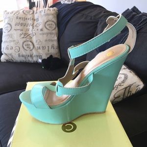 Mint platform wedges.