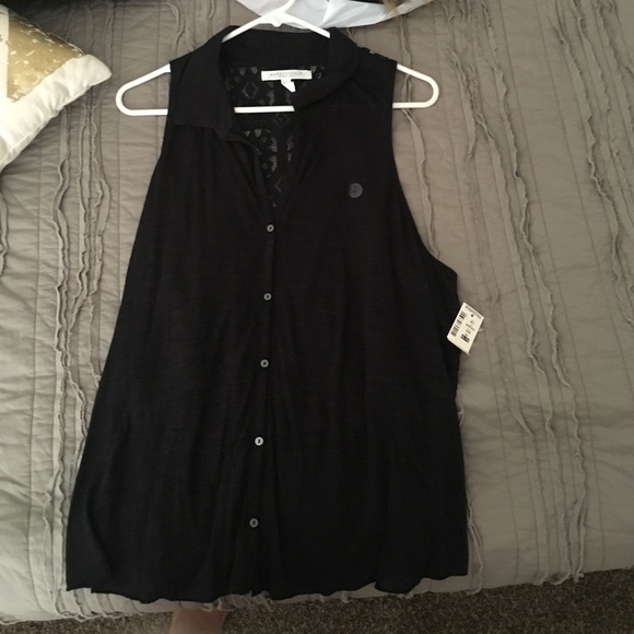 Black Lacey razor back tank top