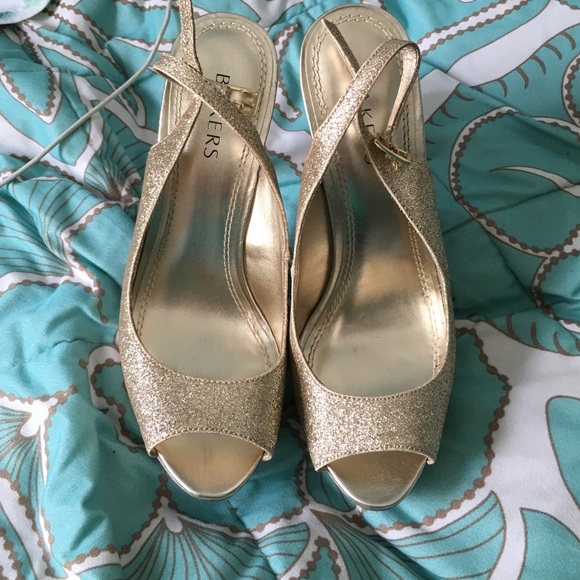 Gold glitter heels