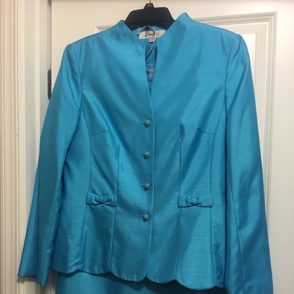 Blue skirt/jacket set by Emily