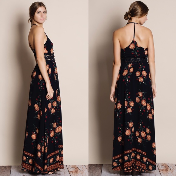 Floral Faux Button Maxi Dress - Picture 2 of 4