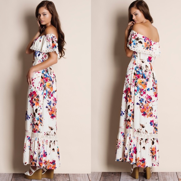 Off Shoulder Floral Maxi Dress - Picture 2 of 4