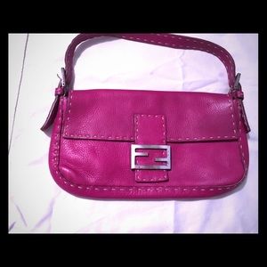 Fendi Magenta Calfskin Selleria Baguette