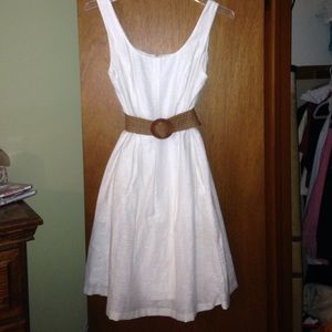 NINE WEST WHITE DRESS WITH BROWN BELT