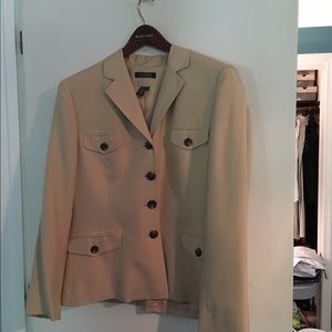 Ralph Lauren Silk Wheat Colored Button Blazer