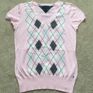 Tommy Hilfiger argyle pink short sleeve top