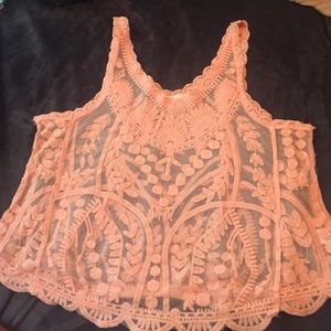 Delicate lace coral shirt ❤️