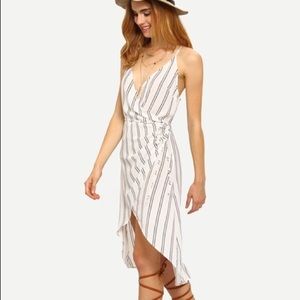 NEVER WORN stripe wrap dress
