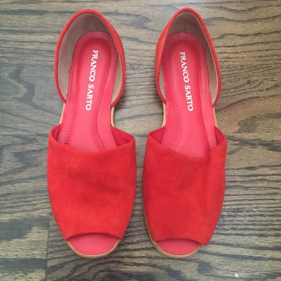 Red suede flats