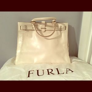 Furla Greta Cream Leather Tote