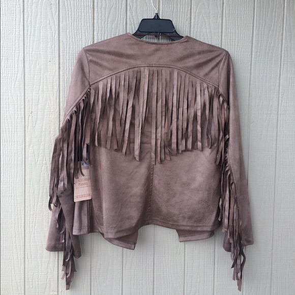 Faux Leather Fringe Jacket. New with tag