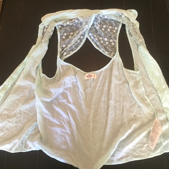 Hollister mint green button-up tank w/Lace 🌺 - Picture 4 of 4