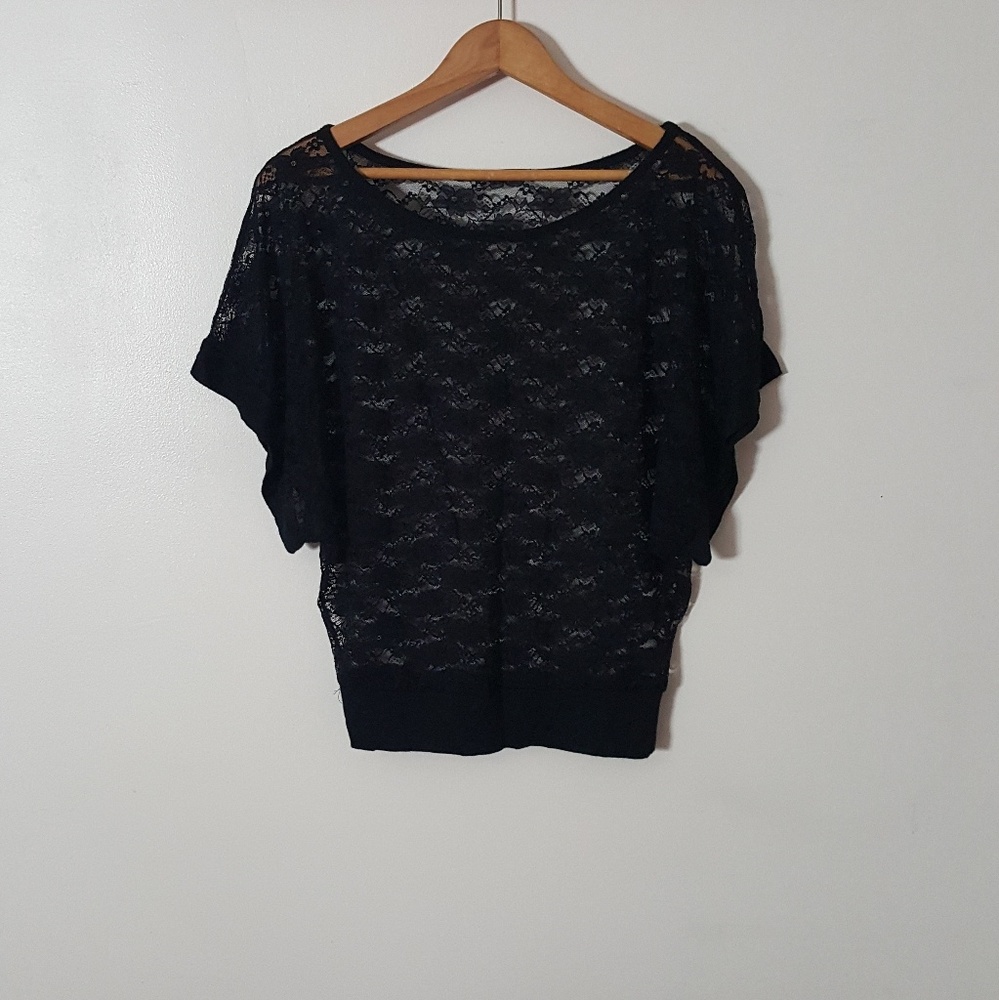 |nwot|・love j black lace top・