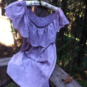 Lavender silky peasant top