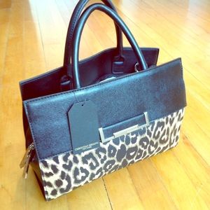 Christian Siriano Black Leopard Print Handbag