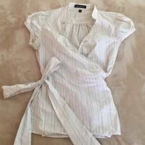 Wrap Shirt w/Metallic Pinstripes