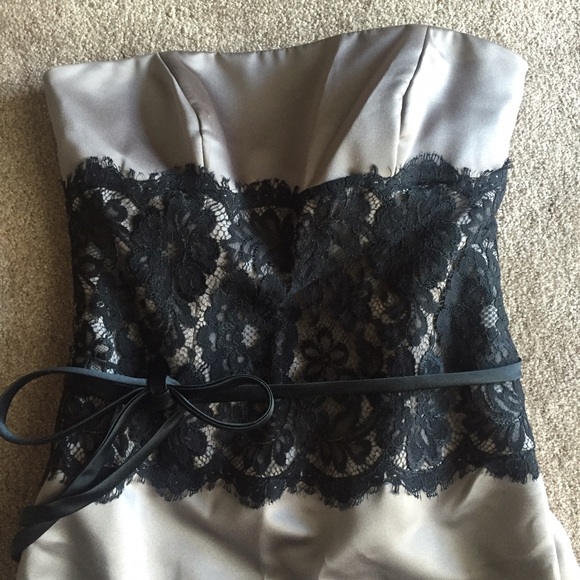After Six Mocha Black Lace Dress