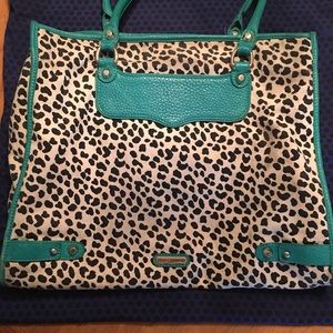Rebecca Minkoff Teal leopard canvas tote