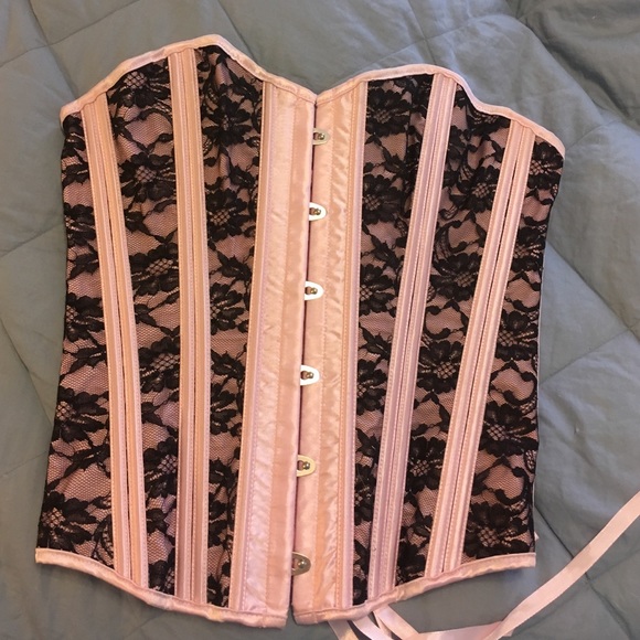 Pink and black corset