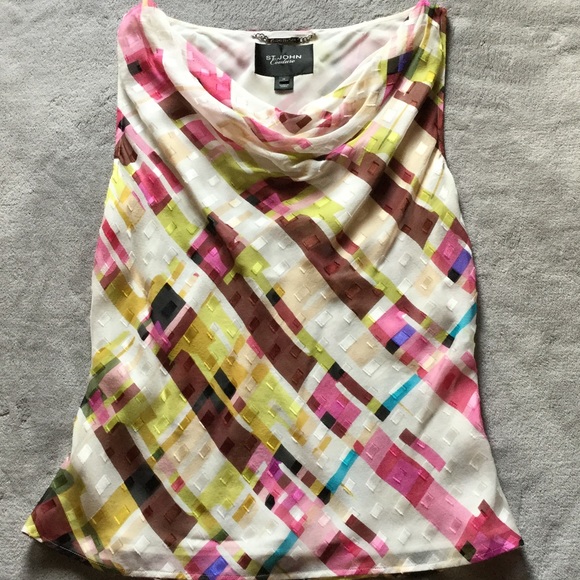 St John Couture lined, silk sleeveless top