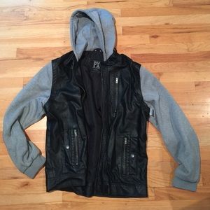 Vintage leather sweatshirt jacket