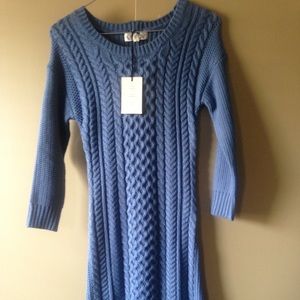 Blue knit sweater dress