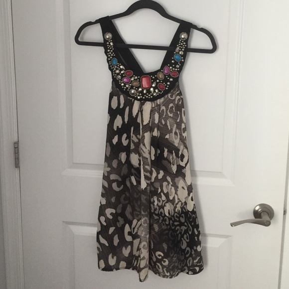 Leopard print dress with embellishments