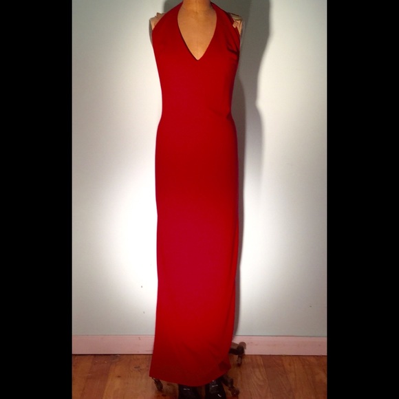 Frederick's... Cherry Red Backless Rhinestone Gown - image 2