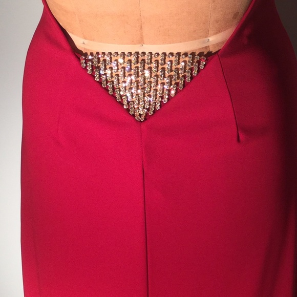 Frederick's... Cherry Red Backless Rhinestone Gown - image 1