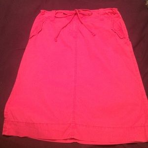 J. Crew Hot Pink Cotton Chino Midi Skirt