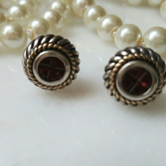 Lorenzo18k white/yellow gold and red garnet - Picture 1 of 3