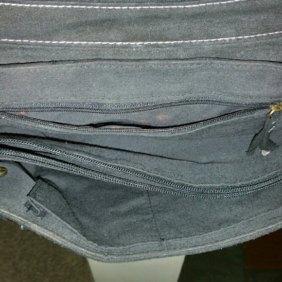 EUC! BLACK SUEDE SATCHEL HANDBAG - Picture 3 of 4