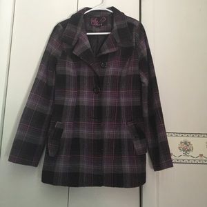 Plaid pea coat