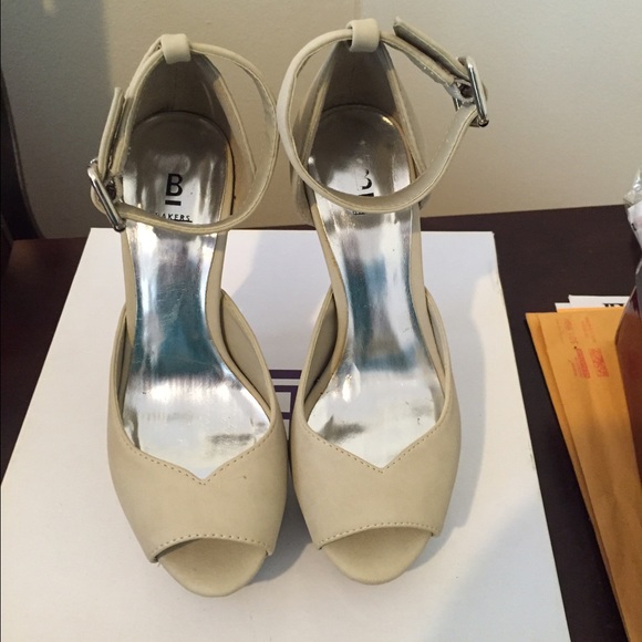 Nude platform open toed sandal heels