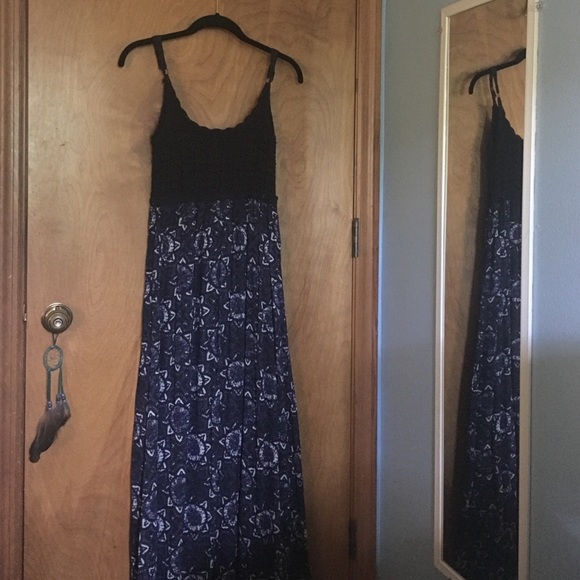 Lucky Brand printed & crochet maxi dress