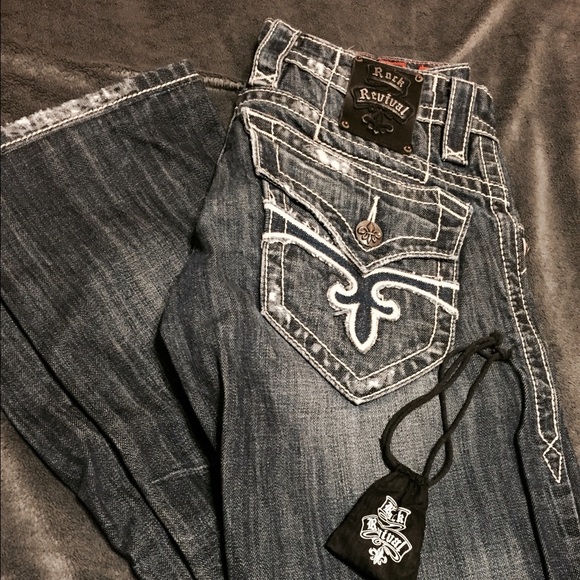 Mens Rock Revival Paul Straight Jeans Size 30x30