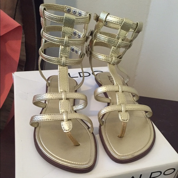 Gold gladiator sandals