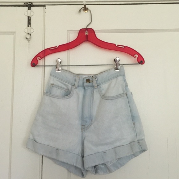 american apparel light wash denim cuff short