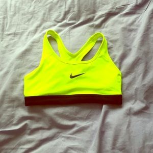 Nike Dri fit sports bra neon yellow extra small