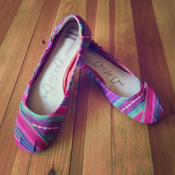 TOM'S Mixed Woven Ballet Flats- Aztec print