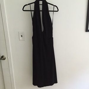 Laundry Deep V-Neck Black Halter Dress