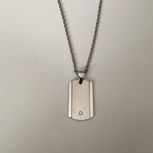 Dog Tag Style Necklace with CZ center stone