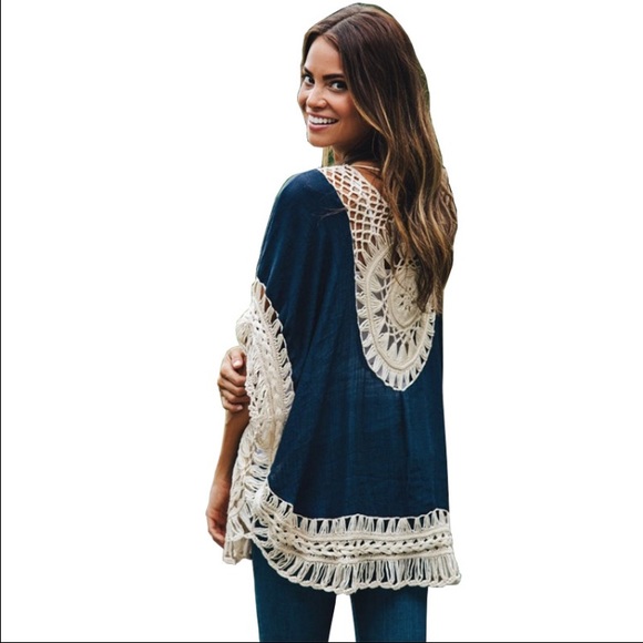 LAST ONE‼️SALE OVERSIZED BOHO TUNIC TOP IN BLUE - Picture 2 of 2