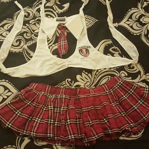 Hustler hot pink and white school girl lingerie