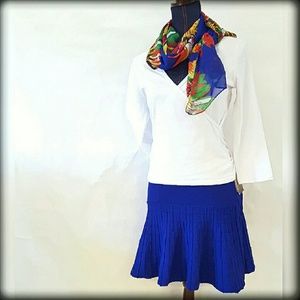 🎉New ELIE TAHARI Lg Blue Flare Mini Knit Skirt