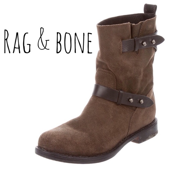 rag & bone Shoes - rag & bone Brown Suede Moto Boot - R$595