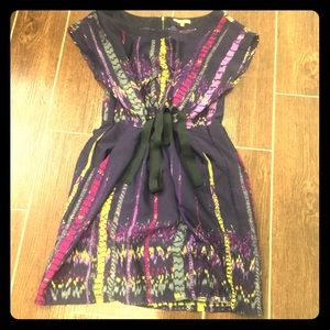 BeBop Abstract Pattern Dress with Ribbon Tie Waist