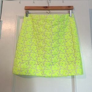 Adorable neon, floral embroidered mini skirt