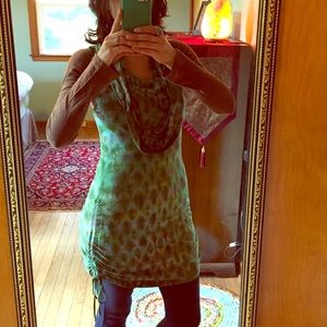 Tie dye long shirt dress