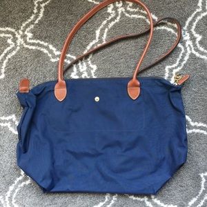 Navy blue longchamp large le pliage tote